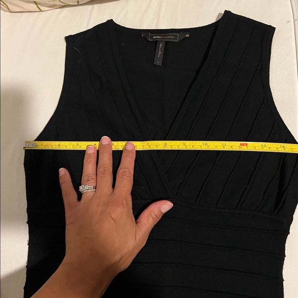 BCBGMaxAzria Black Wool Dress with Ribbed Detail - Picture 6 of 7